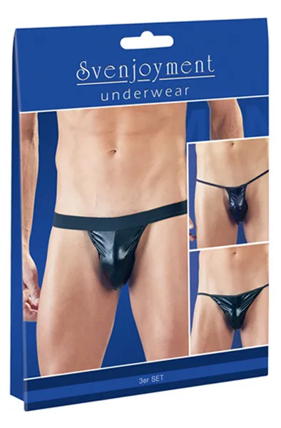 Svenjoyment Wetlook Thong 3-Piece Set Stringkalsonger 3-pack