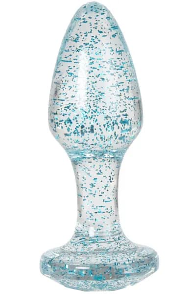 Transparent Blue Sparkling Butt Plug 8 cm Buttplug