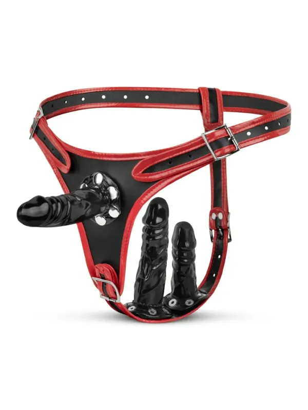 Triple Dildo Strap-On Harness Strap-on med sele