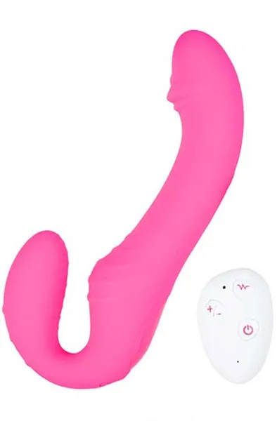 Triple Vibration Strap-On Vibrator Wireless Remote Pink Vibrerande strapon