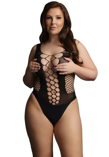 V-Neck Teddy with Opaque panels - Queen Size
