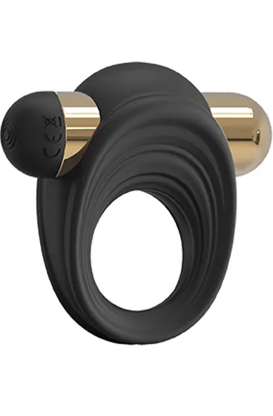 Vibrating C-Ring Black & Gold Penisring med vibrator