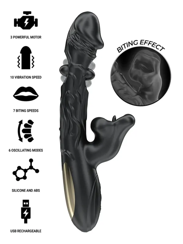 Vibrator & Clitoris Stimulator With Biting & Rotation Rabbitvibrator med roterande tunga