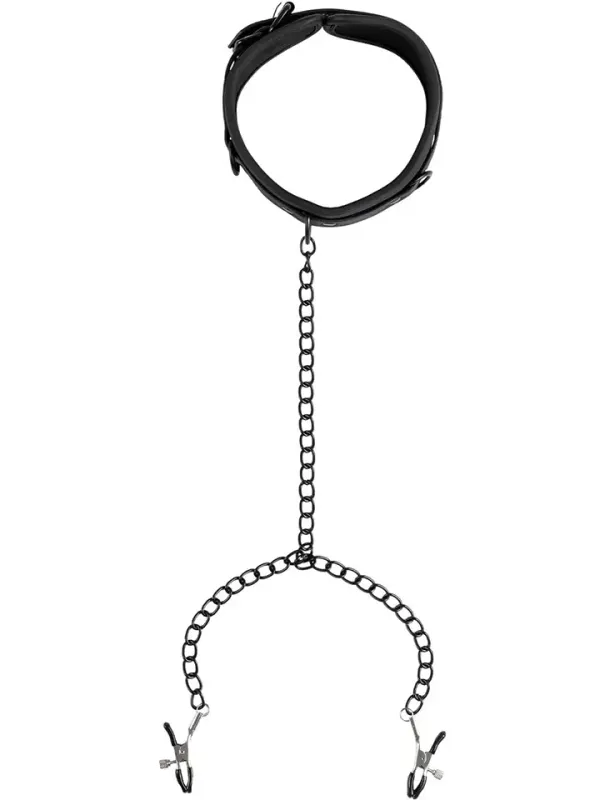 Virgite Collar With Nipples Clamps Halsband med bröstklämmor