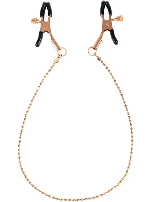 Virgite Nipple Clamps With Chain Gold Bröstvårtsklämmor med kedja