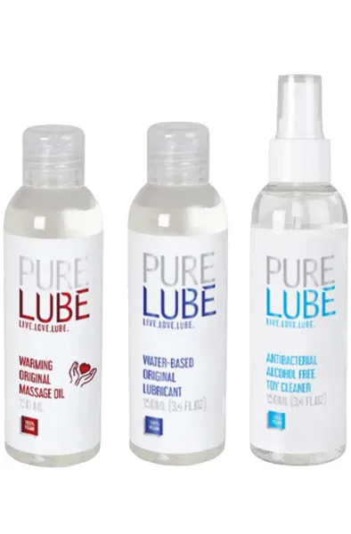 Water-Based Lubricant + Antibacterial Toy Cleaner + Warming Massage Oil 3 x 150 ml Paketerbjudande
