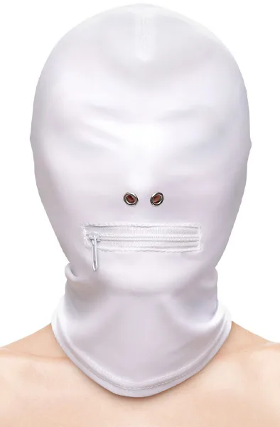 Zippered Mouth Hood White BDSM mask