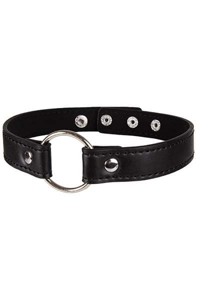 Choker halsband med dekorativ ring - svart