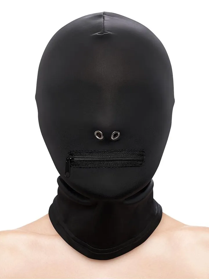 Zippered Mouth Hood Black