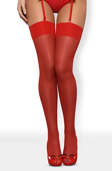Obsessive S800 Stockings Red S/M Röda Stay ups