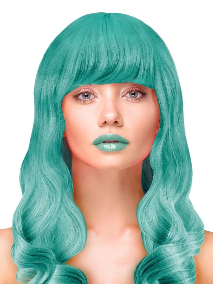 Party Wig Long Wavy Turquoise Hair