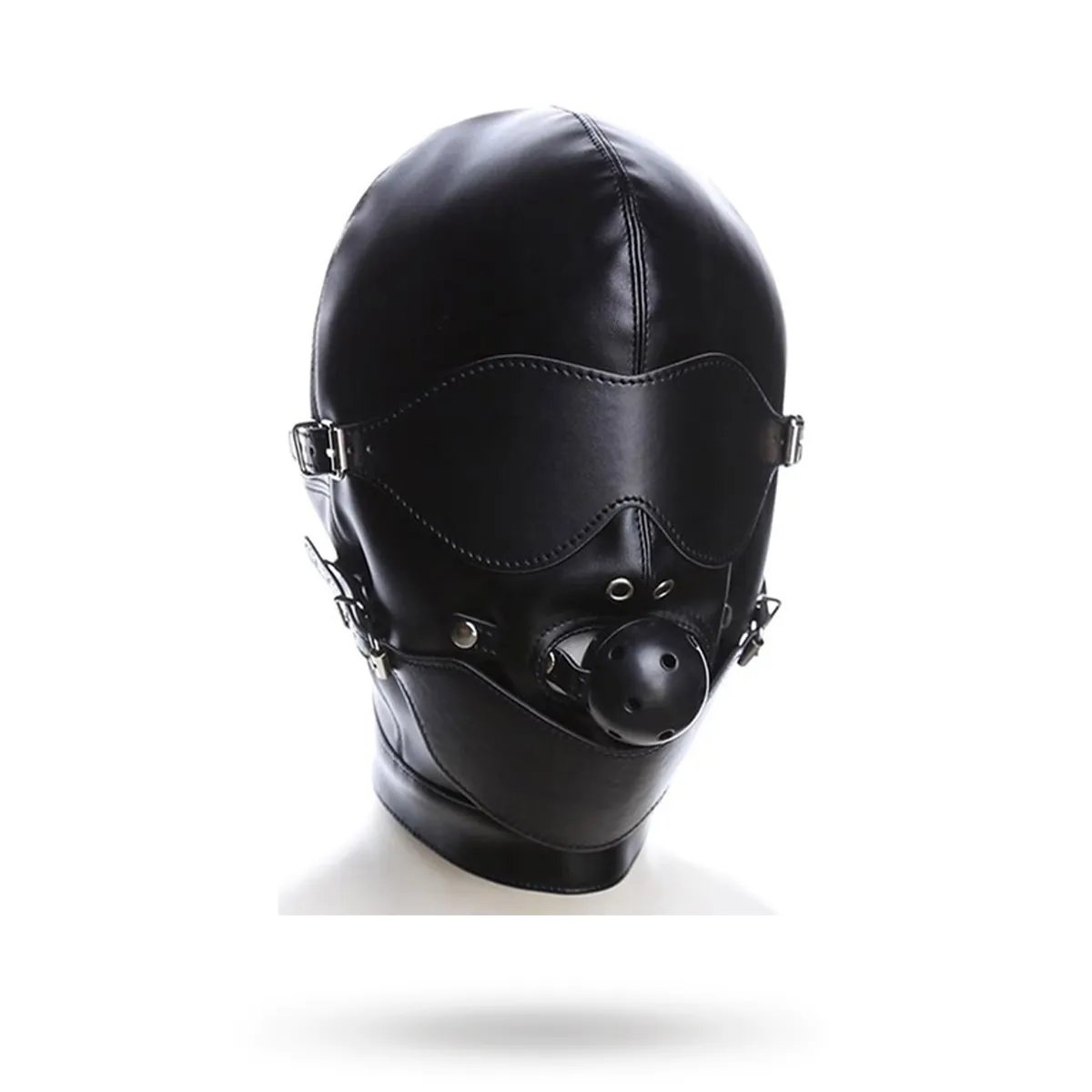 Slave Hood With Eye Mask & Breathable Gag Ball BDSM mask