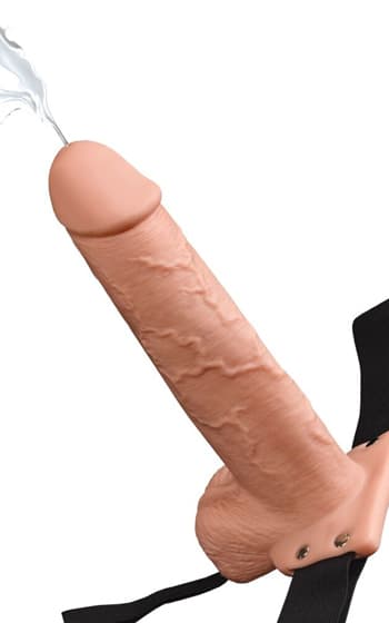 19 CM SQUIRTING HOLLOW STRAP-ON WITH BALLS