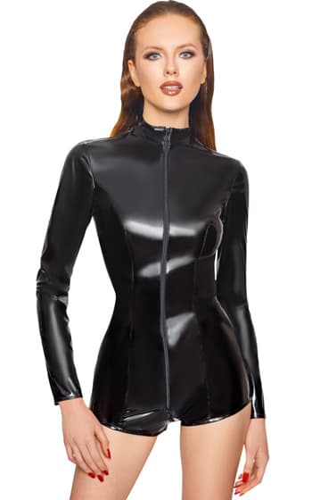 VINYL JUMPSUIT WITH LONG SLEEVES