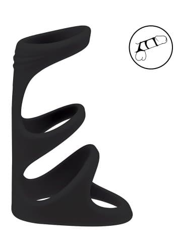 3 Loop Silicone Cockring - Black