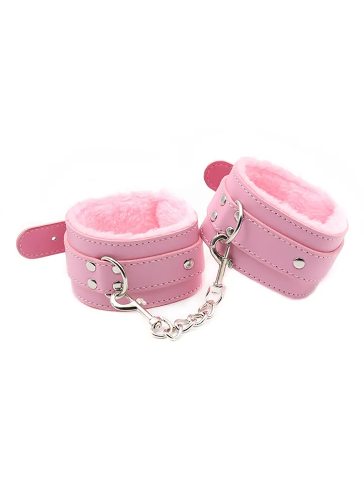 Premium Fur Lined Wrist Restraints Pink Handbojor