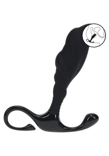Rippled with Hard Loop Silicone Prostate Massager - M - Black