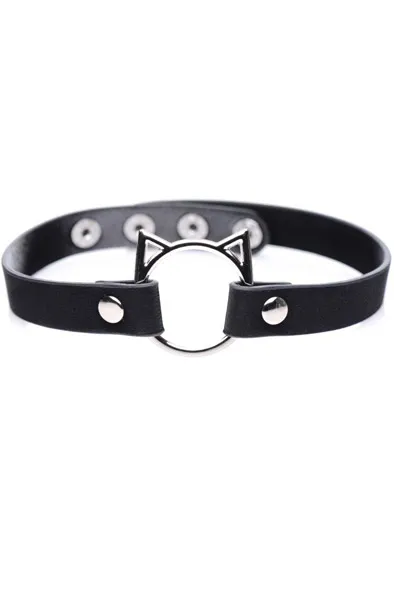 Kinky Kitty Ring Slim Choker Black Choker
