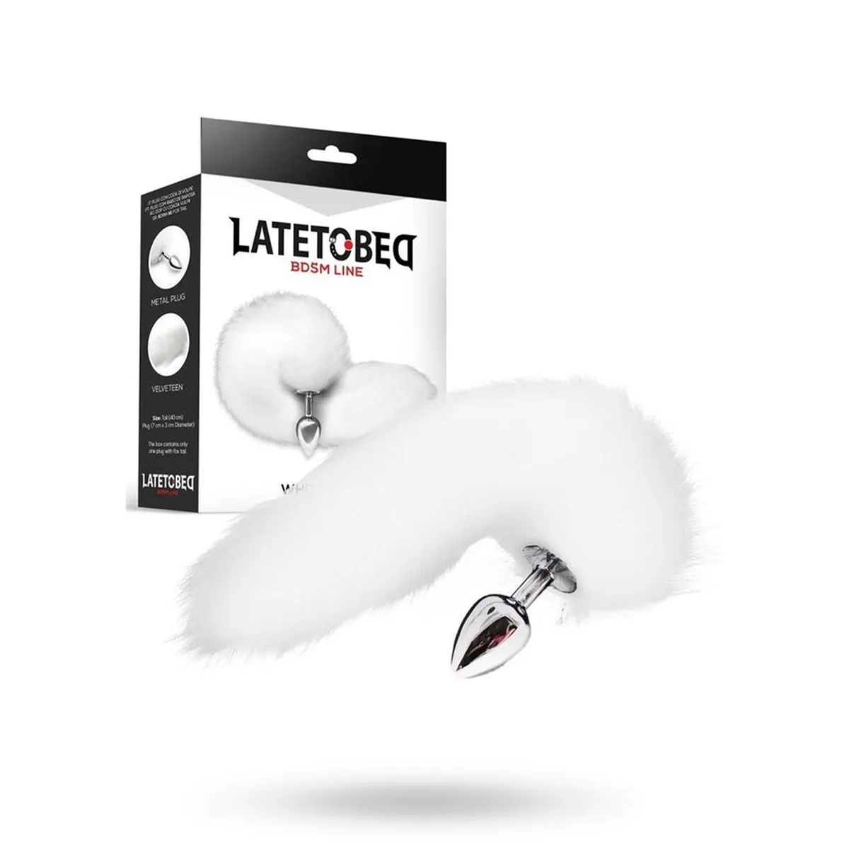 Metal Butt Plug With White Foxy Tail 40 cm