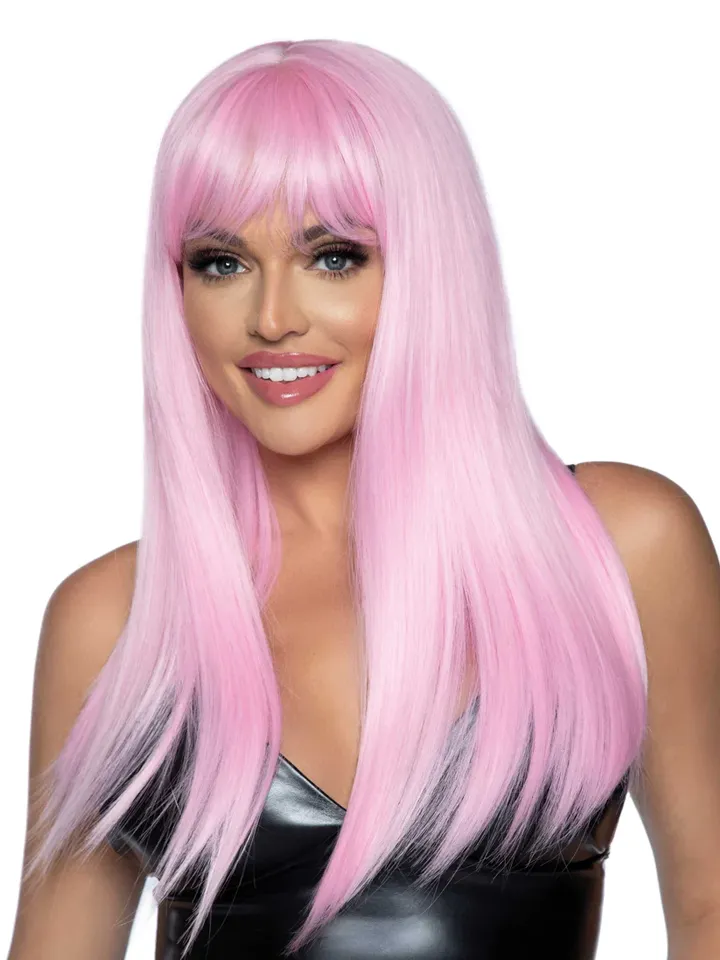 Long Straight Bang Wig Pink