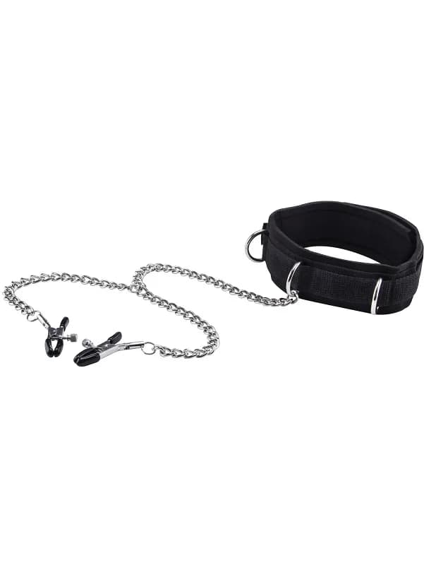 Shots Velcro Collar Black Halsband med bröstklämmor