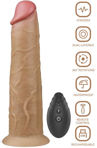 Dual-Layered Silicone Vibe With Rotation 20,5cm