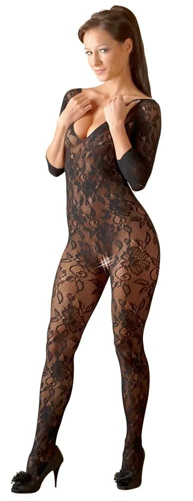 Svart Blommig Catsuit S-L