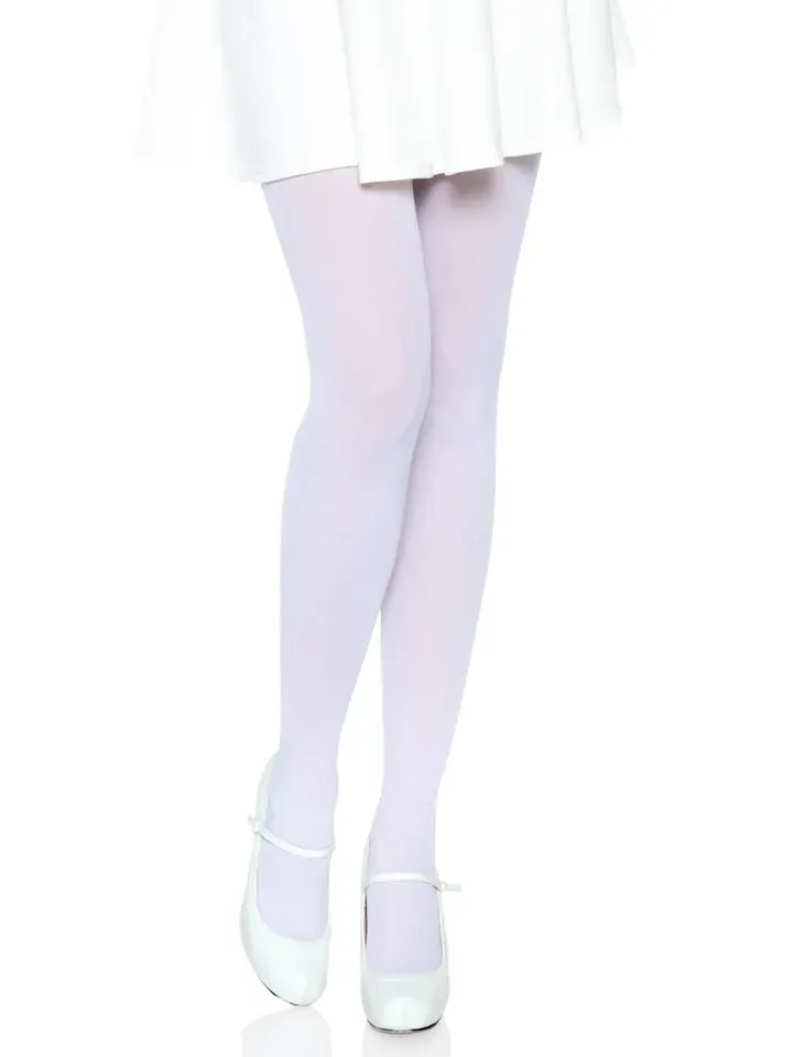 Nylon Opaque Pantyhose White O/S Strumpbyxor