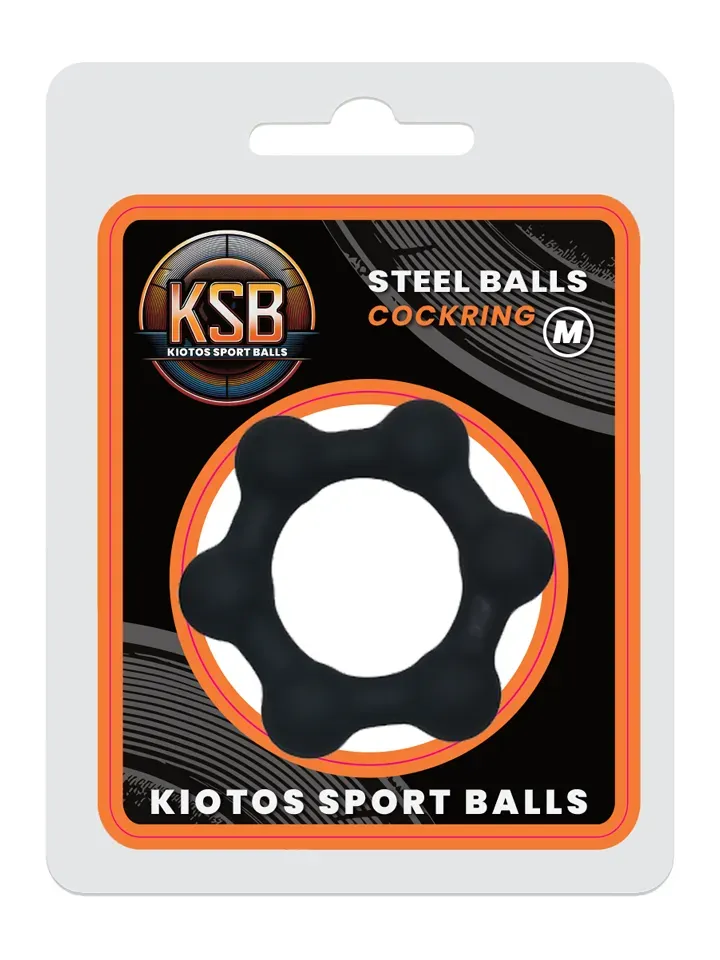 KSB Silicone Cockring With 6 Steel Balls Medium