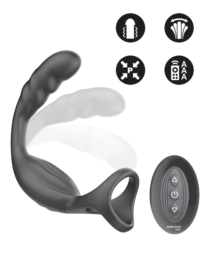 Dual Prostatic Cock Ring Remote Control Prostatavibrator med penisring