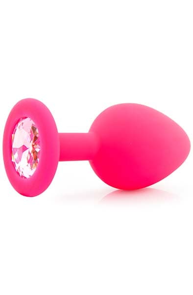 Medium silikonplugg med vacker sten - rosa