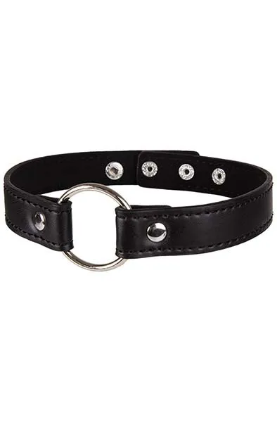 Choker Collar With Decorative Ring Black Halsband