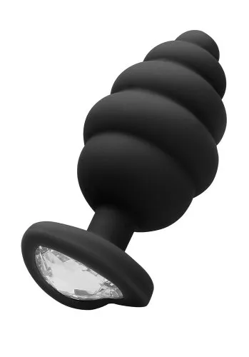 Regular Ribbed Diamond Heart Plug Black Analplugg