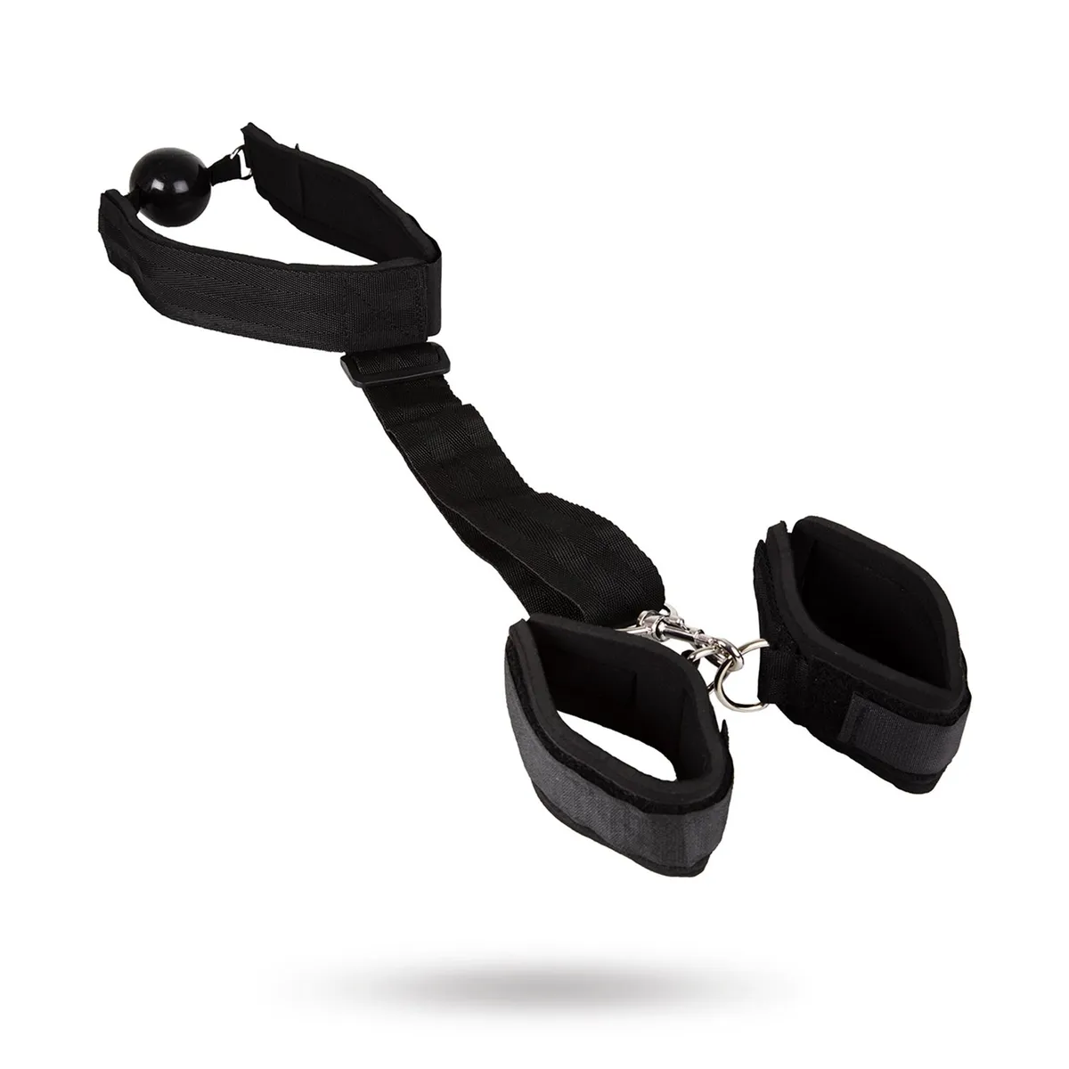 Ball Gag With Wrist Restraints Black