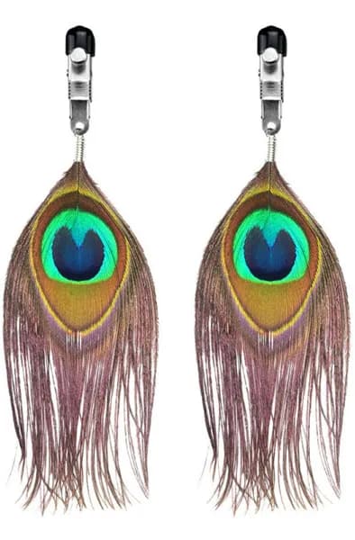 Lovetoy Nipple Clamp With Peacock Feather Trim Bröstvårtsklämmor