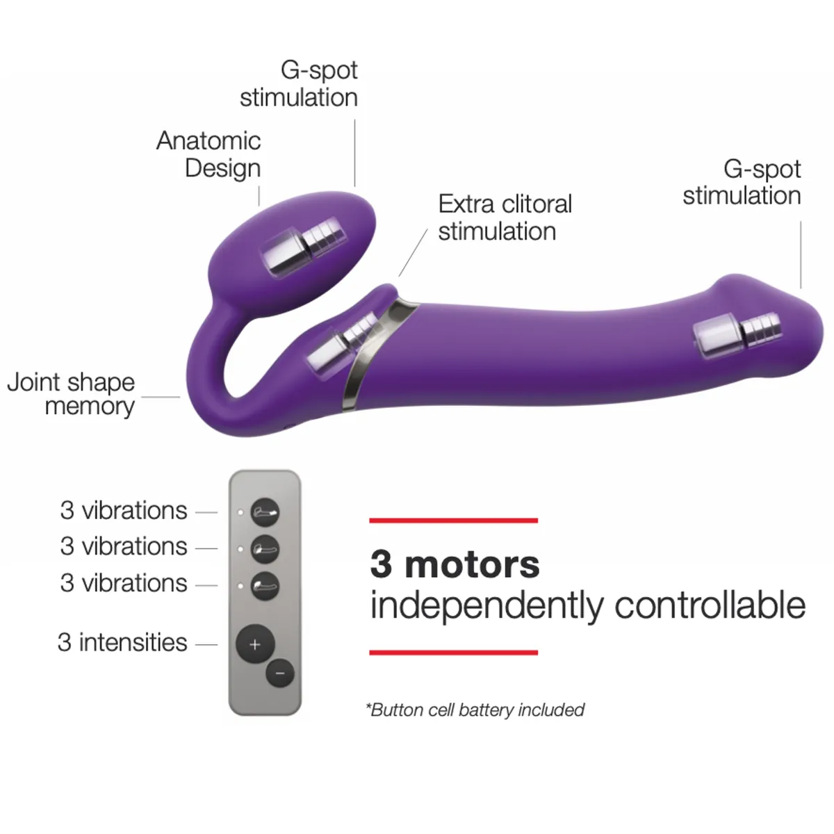Vibrating Bendable Strap On Purple M