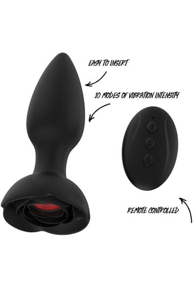 Vibrating Rose Buttplug With Remote
