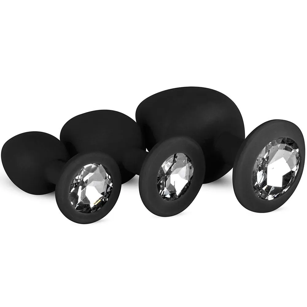 Easytoys Silicone Buttplug Set With Diamond Black Analpluggar paket