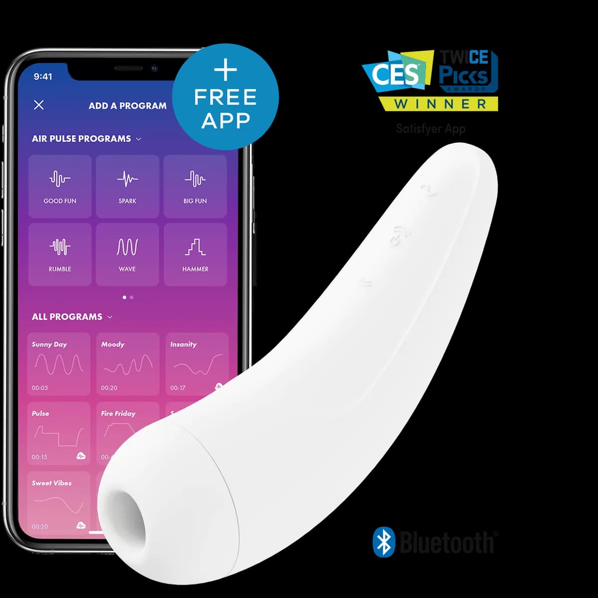 Satisfyer Curvy 2+ White Appstyrd klitorisstimulator