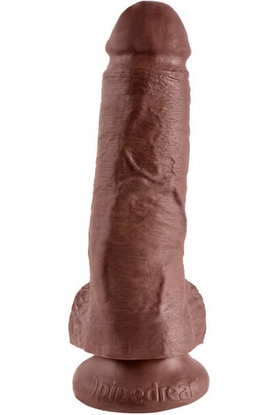 Dildo med Pung 22.5 cm - Brun