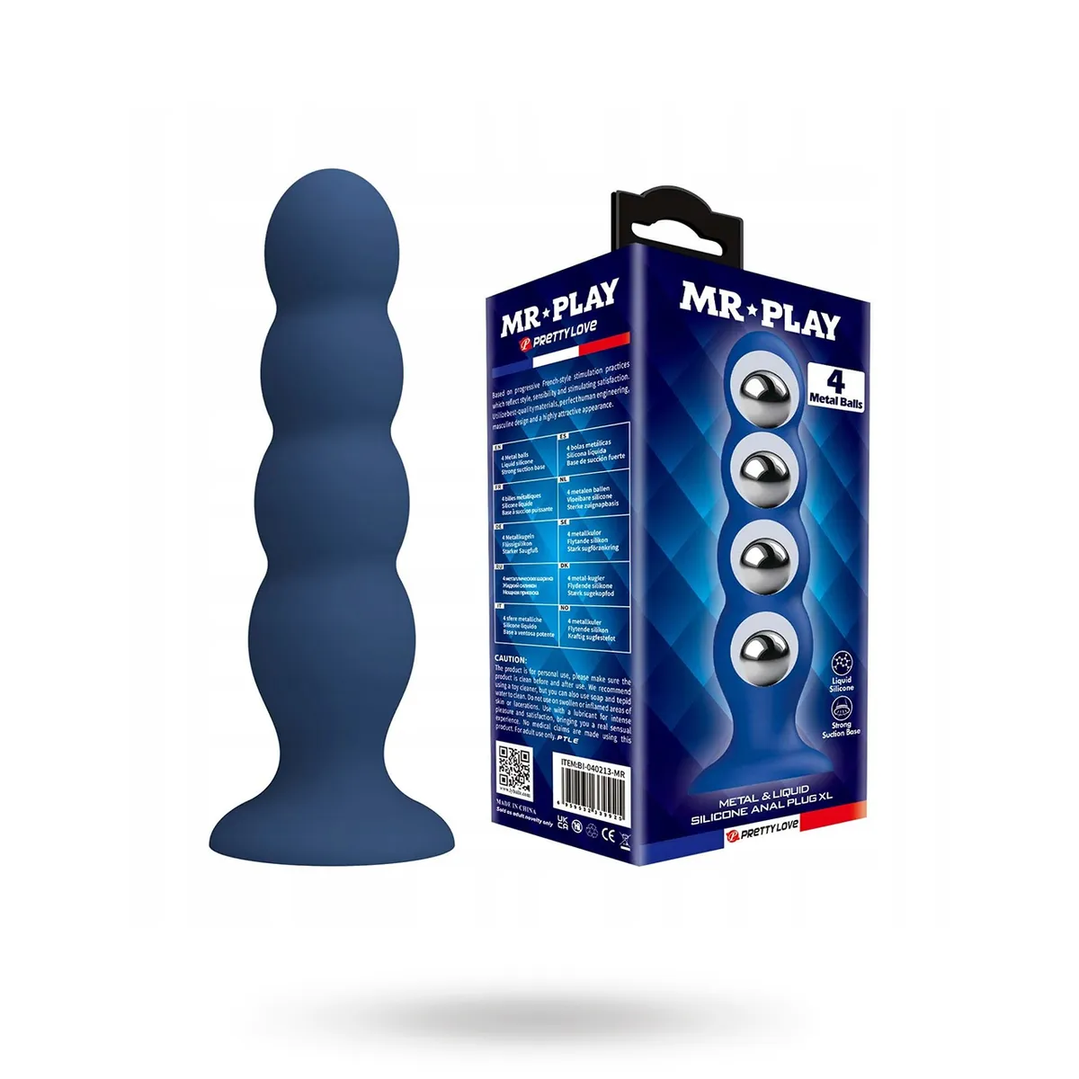 Metal & Silicone Anal Plug With 4 Metal Balls
