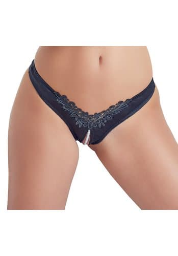 G-string med Pärlor - Svart
