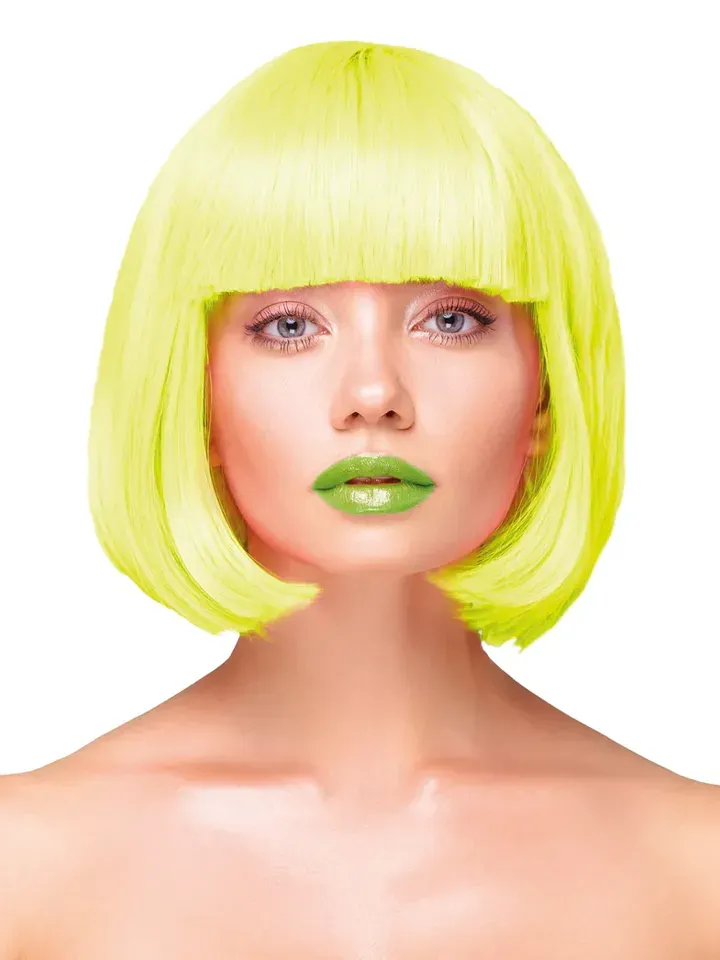 Party Wig Short Straight Hair Neon Yellow
