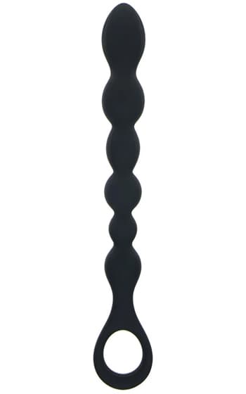 Beaded Snake Silicone Anal Probe with Loop - Black
