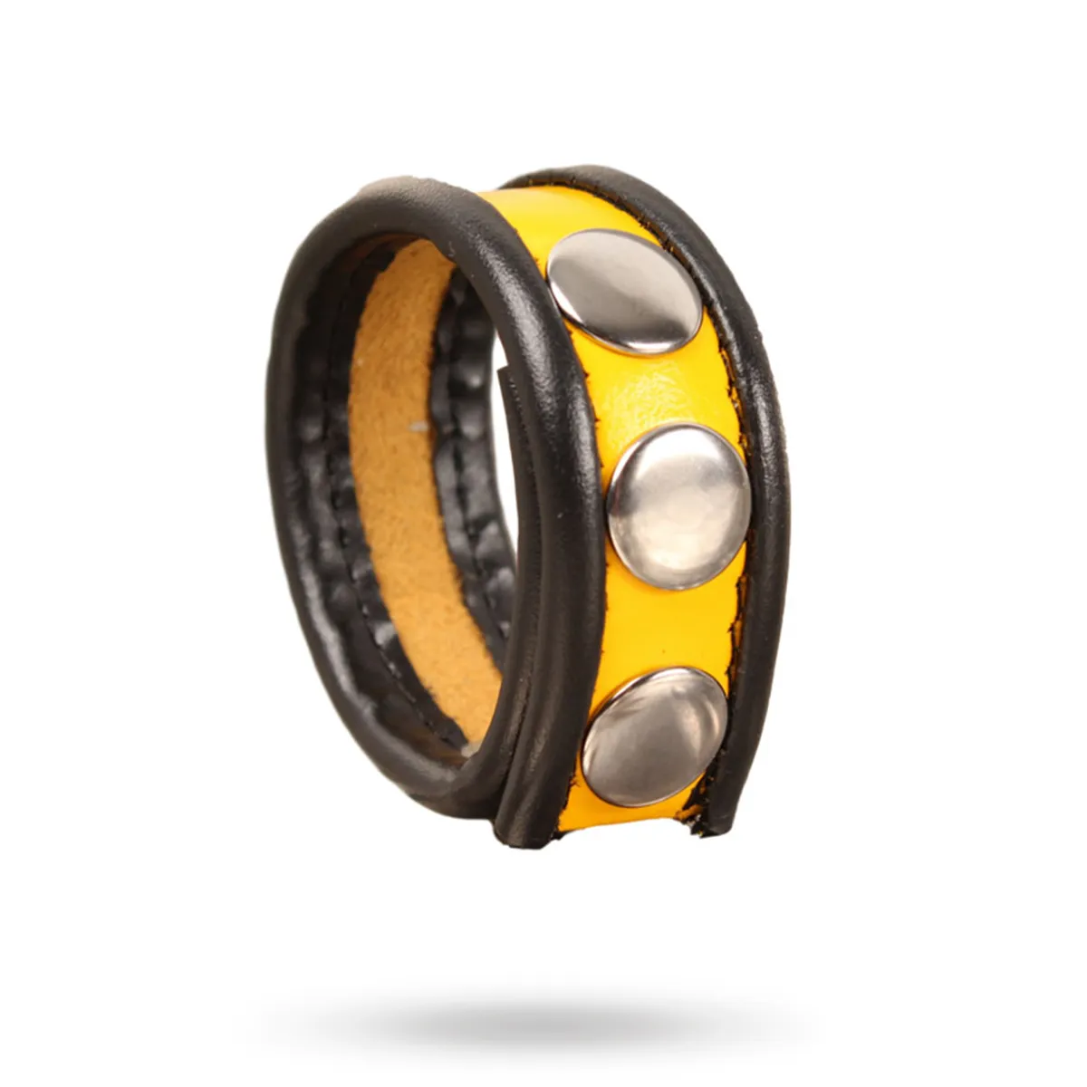 The Red Leather Cockring 3-snaps Black-Yellow Penisring