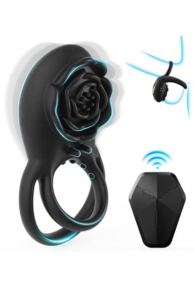 Black Vibrating Cockring With Remote Control