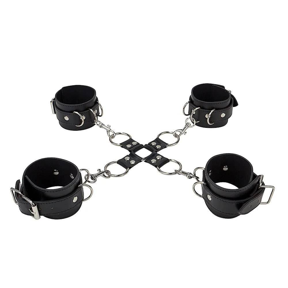 Shots Leather Hand & Legcuffs Black Hand och fotbojor