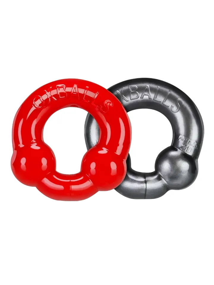 Ultraballs Cock Rings Silver Steel & Red