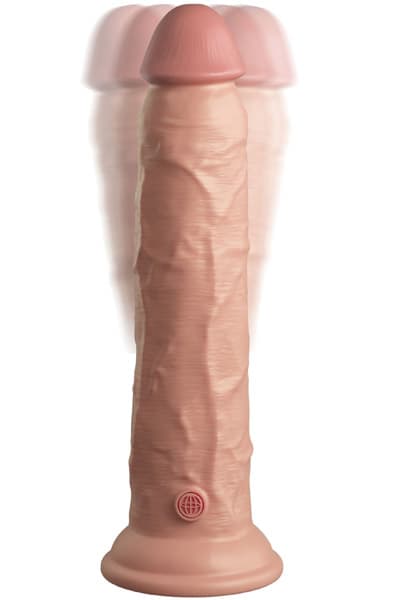 King Cock Elite 23CM Vibrating Silicone Dual Density Cock with Remote - Light