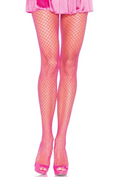 Lycra Fishnet Pantyhose Neon Pink O/S Strumpbyxor